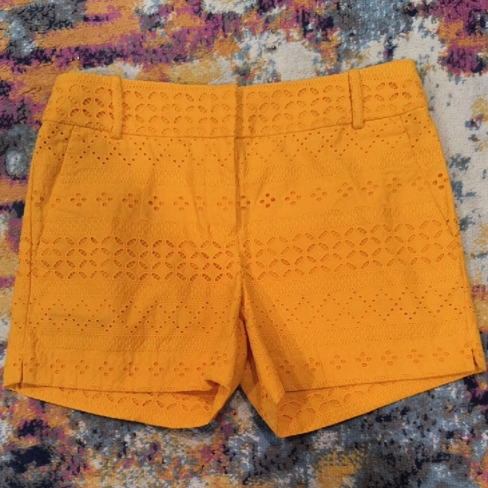 Women's Eyelet Lace Shorts in Orange